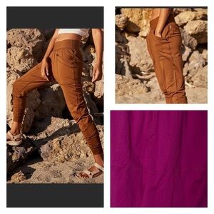 NEW FREE PEOPLE Revolve Bright Pink High Rise Breathable Jogger Pants Large